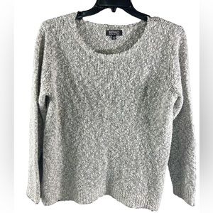 Buffalo David Bitton Knit Sweater Gray White Womens Size XL Long Sleeve H117
